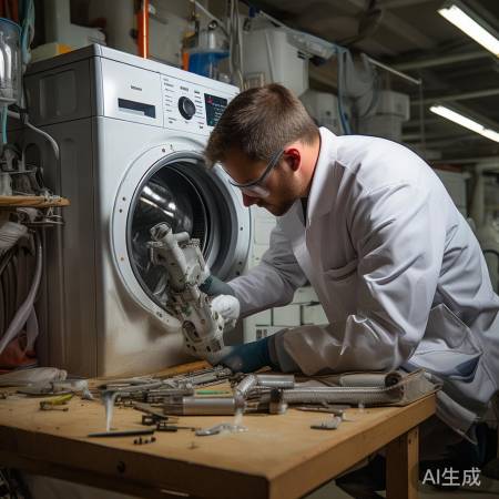 维修师傅检修洗衣机