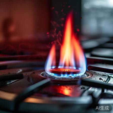 燃气灶外圈火红，燃烧不充分