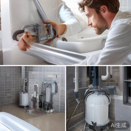 安装细节：排水管拉直，电源接触