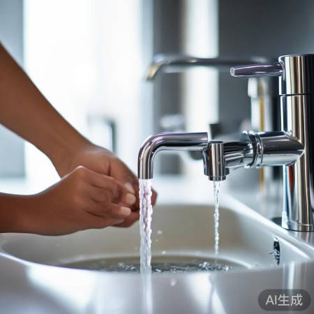 调节水温,先开冷水,轻转旋钮。