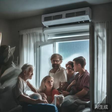 空调封闭门窗，空气流通不畅，易