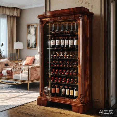 红酒柜显眼摆放，彰显品味。