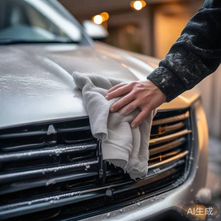 热水毛巾清洗爱车，污渍易除，车